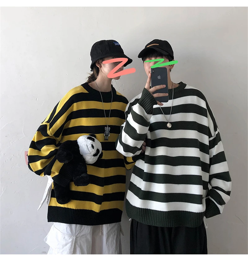 ARCSINX мужской свитер размера d, 3XL, Модный Harajuku Полосатый пуловер для мужчин, повседневный мужской свитер размера плюс, Мужской пуловер с длинным рукавом