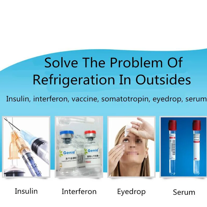 ثلاجة طب الأنسولين المحمولة 2-8 ° C صندوق تبريد دو...