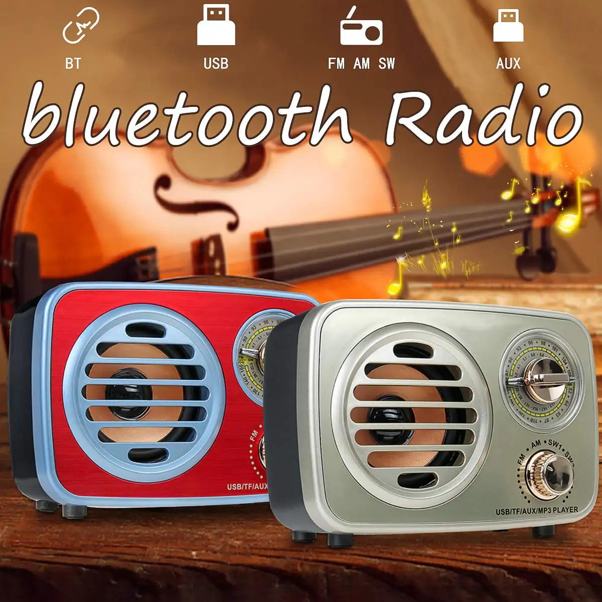 Мини Портативный Ретро Радио Карманный приемник AM FM SW+ bluetooth динамик AUX USB TF MP3 телефон музыкальный плеер радио