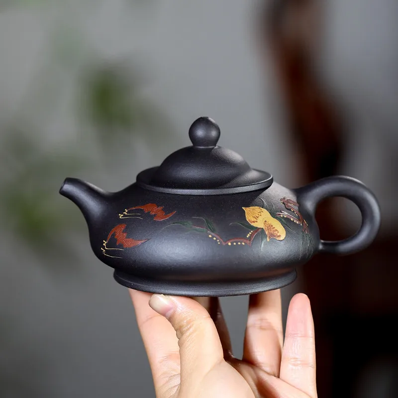 Исин темно-красный эмалированный керамический чайник сырой руды полностью