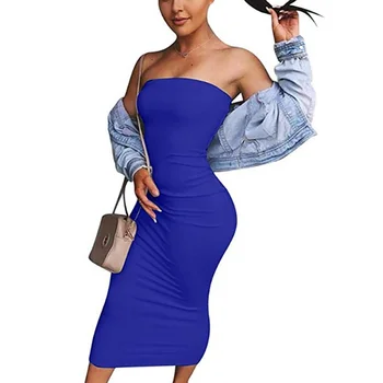 

Women Fashion Sexy Off Shoulder Dress Summer Bodycon Sundress Strapless Bandage Dress Ladies