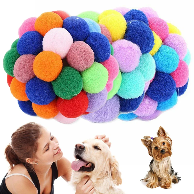 Dropship Pet Cat Ball Toy Colorful Handmade Bells Bouncy Balls Catnip Interactive Toy Pet Cat Supplies
