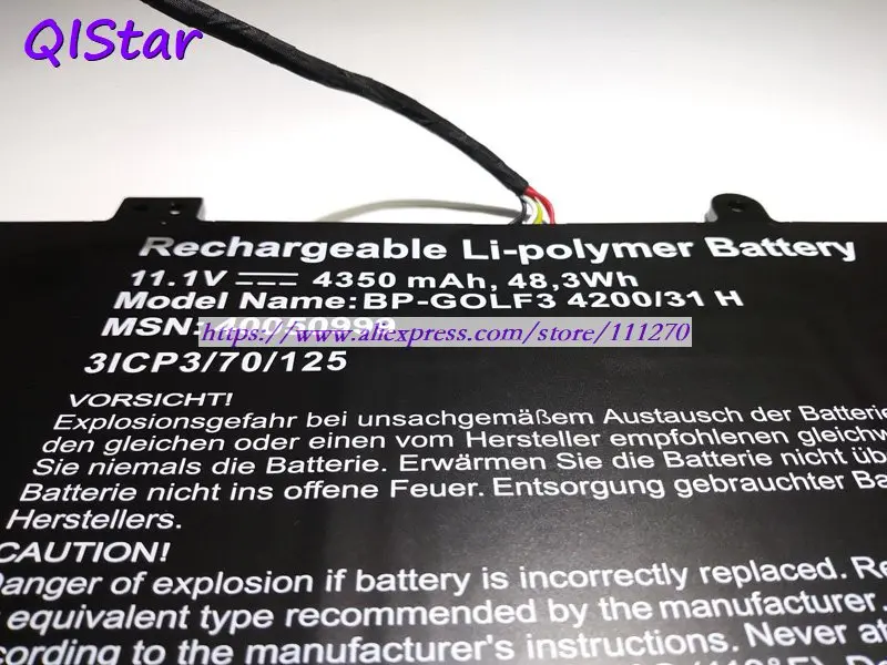 QISTAR 11,1 V 4350mAh подлинный BP-GOLF3 4200/31 H Аккумулятор для ноутбука Medion