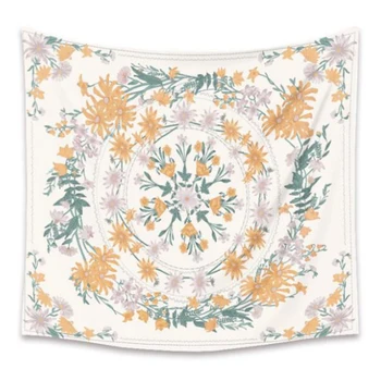 

Mandala Floral Tapestry, Sketched Flower Plant Wall Hanging, Bohemiantapestries for Bedroom Living Room Decor