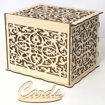 

DIY Wedding Gift Wooden Card Money Box Case With Lock Rustic Beautiful Party Favor Decoration Birthday Supplies H4GD