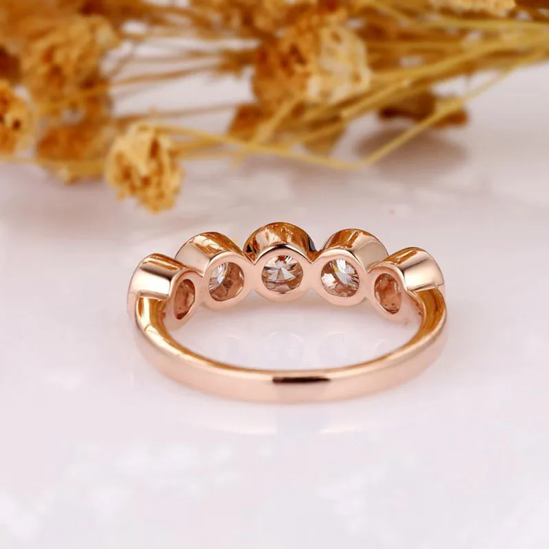 Veryins 14k 585 розовое золото 1.5ctw 4 мм, драгоценный камень набор DEF цвет Moissanite пузырь стиль стек Половина Вечности свадебный браслет для женщин подарок