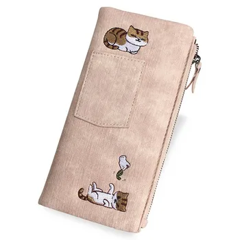 

Wallet Women Luxury Brand Women Cute Cat Wallet Long Zipper PU Leather Phone Case Card Holder Purse Female Bag Carteira Feminina