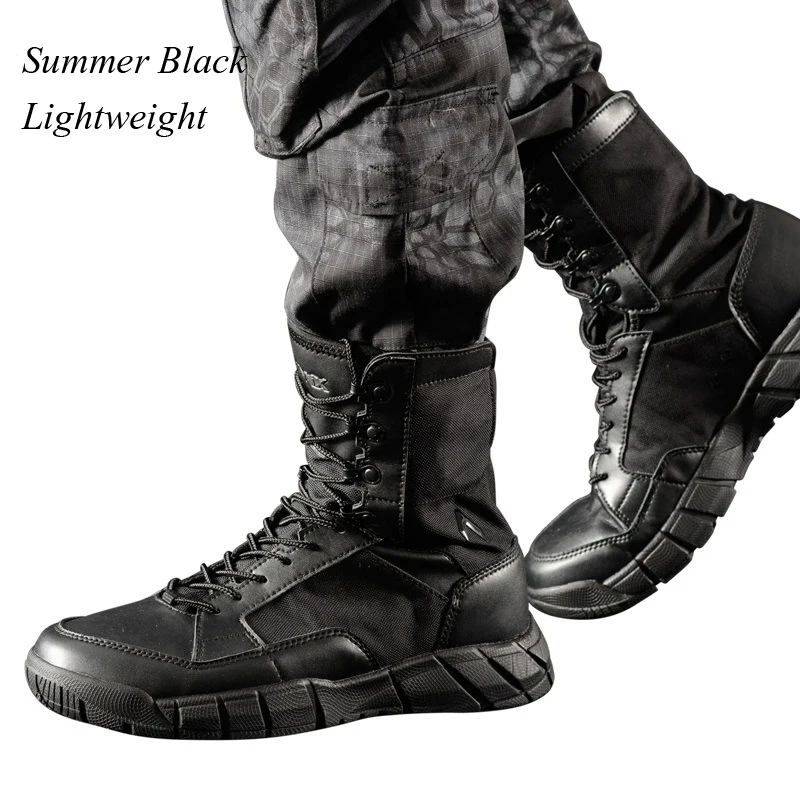 Summer Black Уличные водонепроницаемые Тактические Сапоги мужские профессиональные военные зимние спортивные альпинистские походные ботинки дышащие высокие армейские кроссовки - Цвет: Summer Black