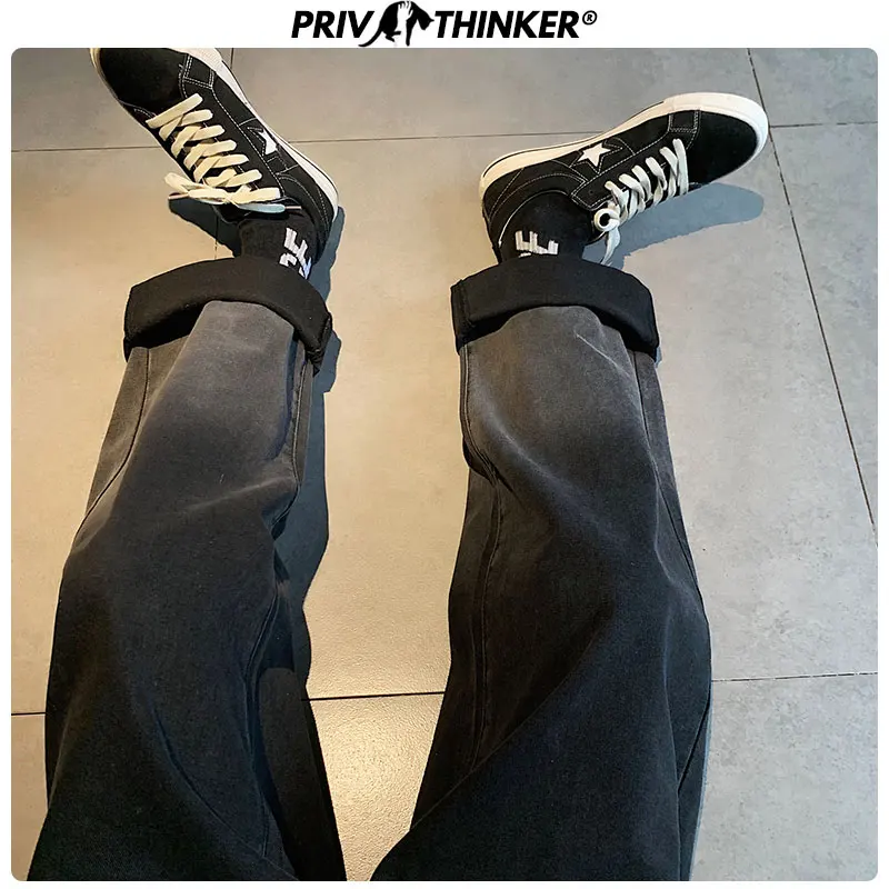 Privathinker мужские и женские модные джинсы для бега в стиле хип-хоп, плотные джинсовые штаны для мужчин, осенние и зимние свободные джинсы