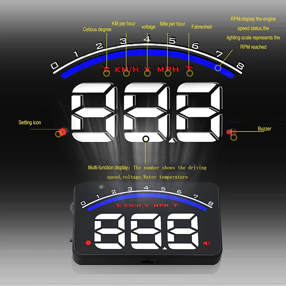 LEEPEE Автомобильный дисплей M6 HUD Цифровой Автомобильный спидометр OBD2 с противоскользящей накладкой для стайлинга автомобиля 3," экран