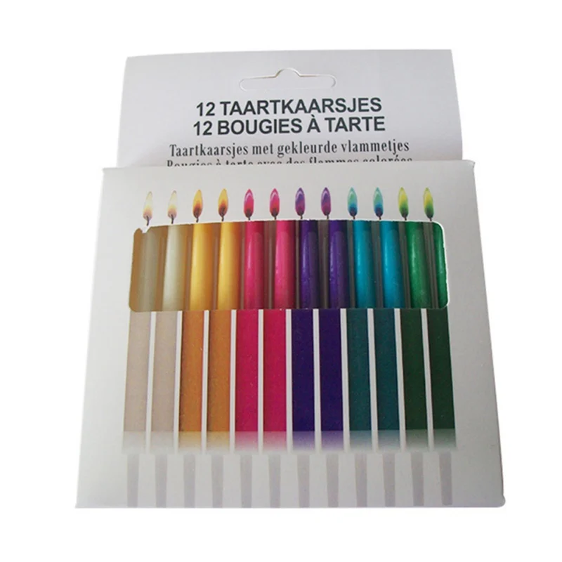 

12PCS Colorful Flame Birthday Candle Unique Birthday Candle Household Birthday Party Supplies