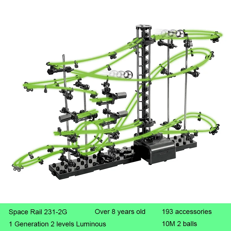 

Space Rail 2 Levels Glow in dark 231-2G Roller Coaster Space Ball Model Building Kits DIY Educational Toys for Children