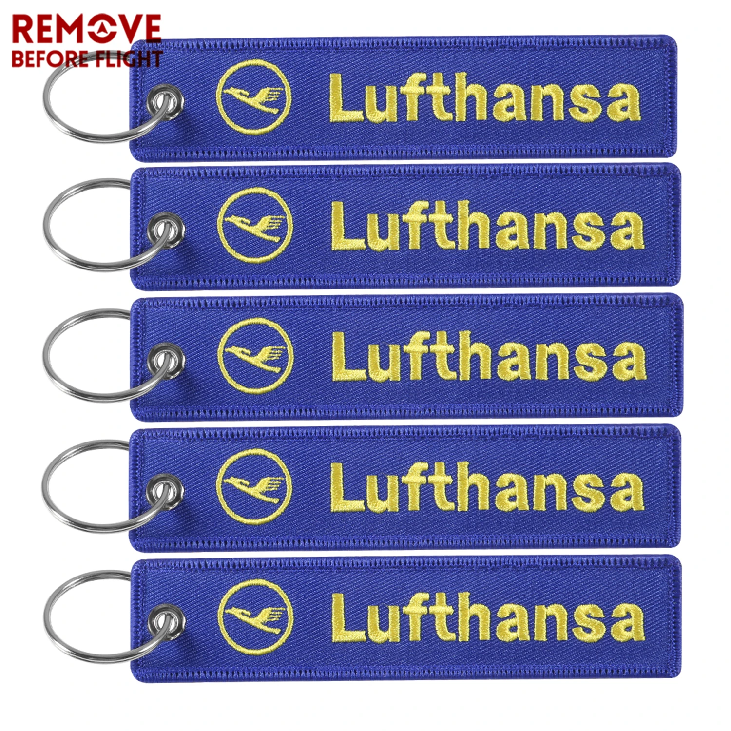 

5 шт. Ювелирные изделия брелок этикетка вышивка синие брелки Lufthansa модные брелки для ключей летная команда пилот брелок для авиационных подарков