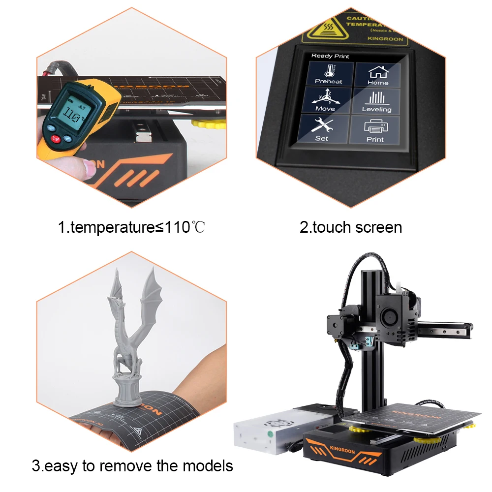 KP3S 3D Printer FDM 3D Printer 180x180x180mm 1.75mm PLA