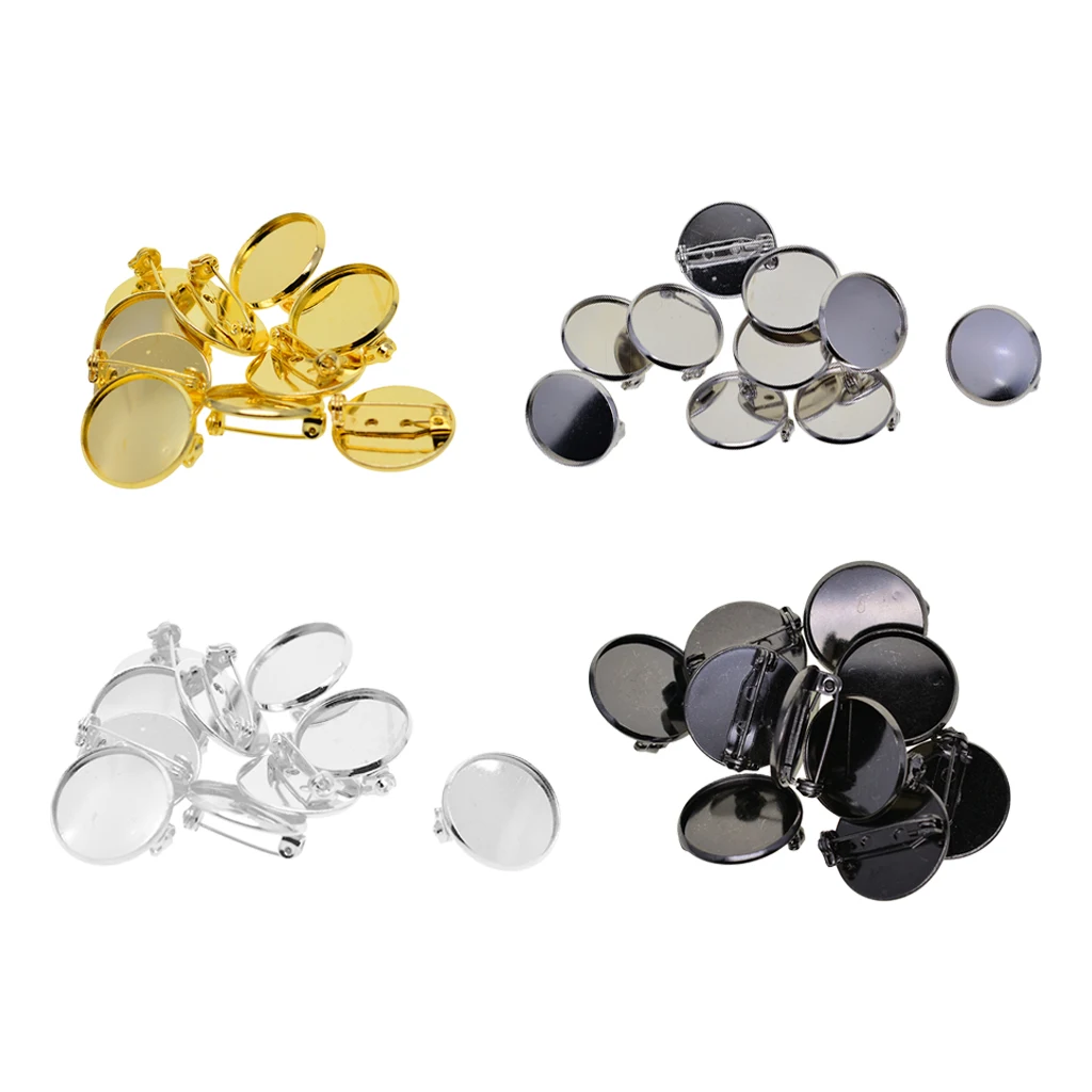 20mm Basic Brooch Base Craft Making Pin Back Parts Badge Button Breastpin Supplies 10 Pieces