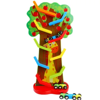 

Safe And Environmentally Friendly Wooden Educational Inertia 9-storey Track Fruit Tree Glide Car Children's Toys