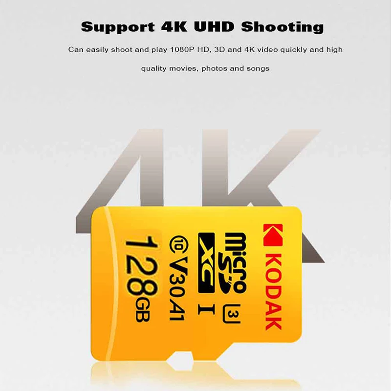 Карта памяти KODAK 128 ГБ tarjeta micro sd 64 Гб 256 ГБ U3 4K sd-карта 32 ГБ 512 Гб карта памяти MicroSD карта класса 10 флеш-карта памяти TF микро SD