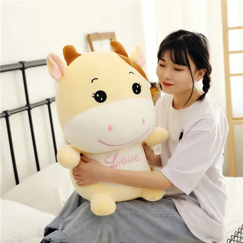 Fancytrader 24'' Lovely Plush Soft Stuffed Giant Animal Milk Cow Toy Big Plush Cow Doll Nice Gift For Kids 60cm 2 Colors (6)