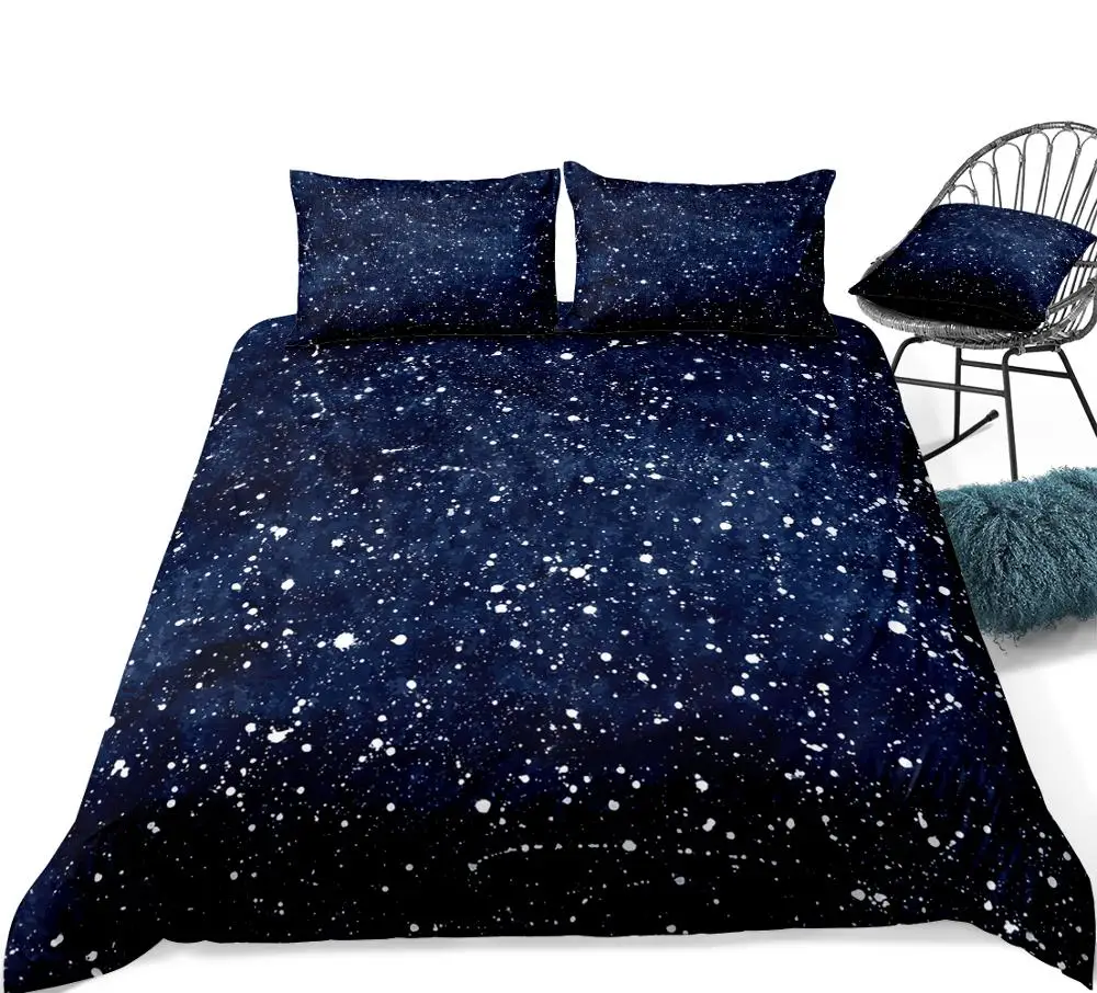 Galaxy пододеяльник, набор, космическое созвездие, пододеяльник, королева, домашний текстиль, белые звезды, Комплект постельного белья, 3 шт., король, Прямая поставка, галактика, подростки
