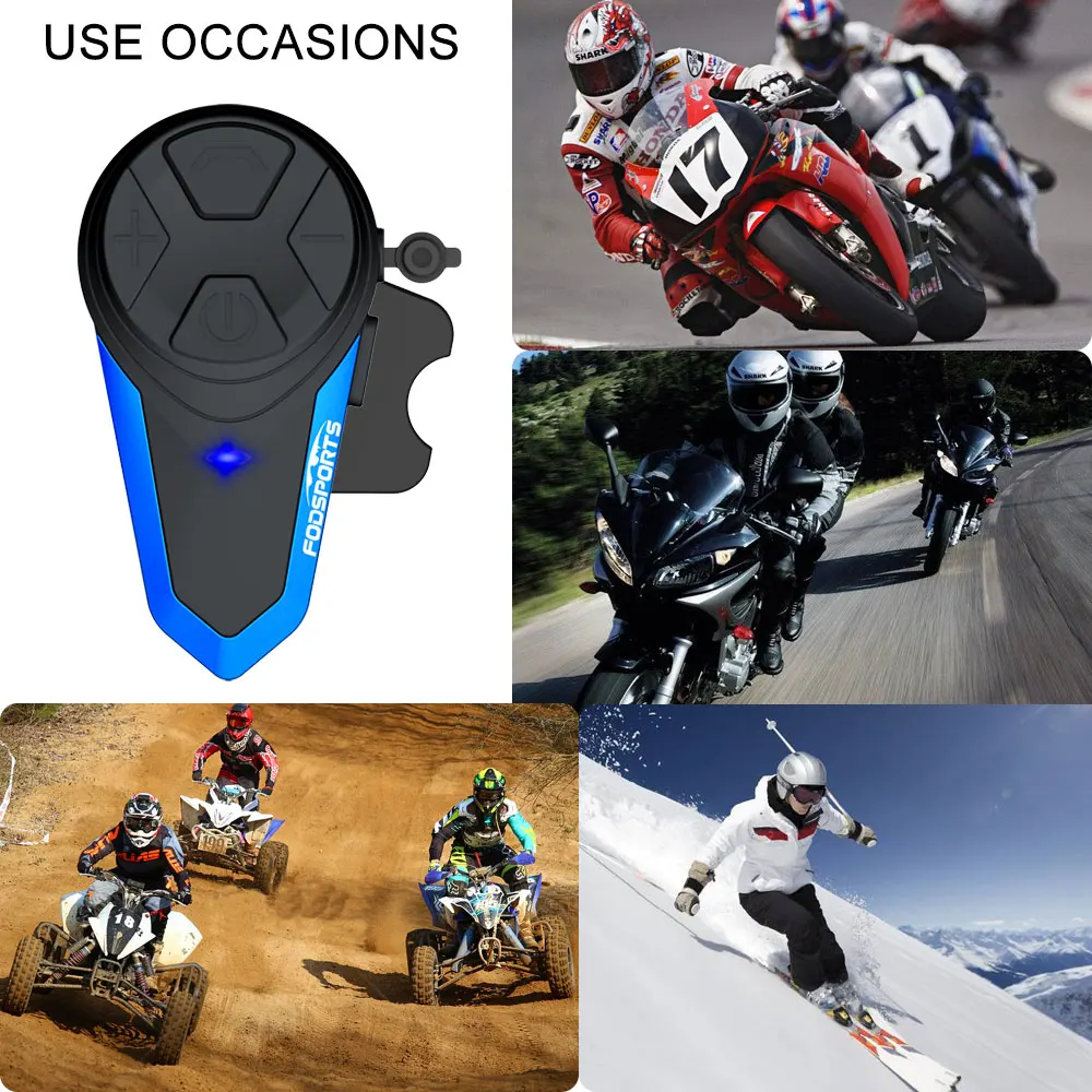 2pcs Fodsports BT-S3 Intercom FM radio waterproof headphones helmet 2 riders motorcycle intercom 1000m bluetooth helmet