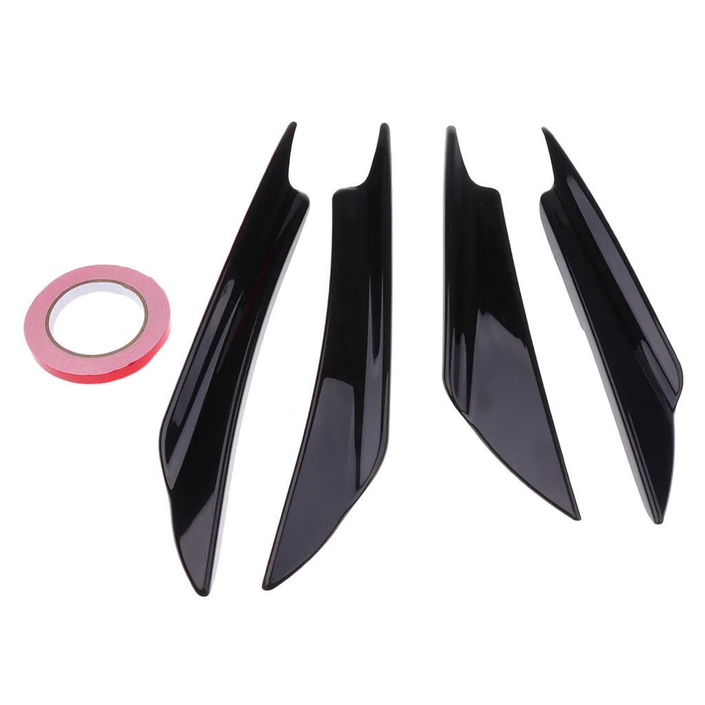 1 Set of 4 Pieces Replacement Car Front Bumper Lip Splitter Fins Spoiler