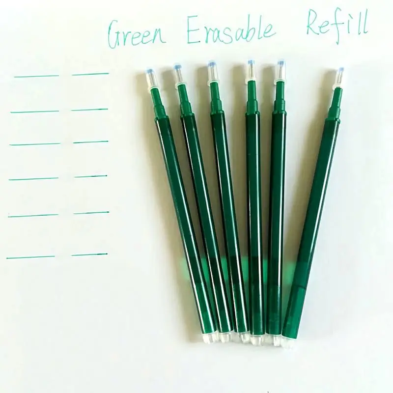 6 PCS Green Гелевая ручка Frixion стержень со стираемыми чернилами Волшебная стираемая ручка заправка 0,7 мм зеленые фиолетовые розовые Чернила Канцелярские Принадлежности для офиса и школы инструмент для письма подарок - Цвет: 6 PCS Green