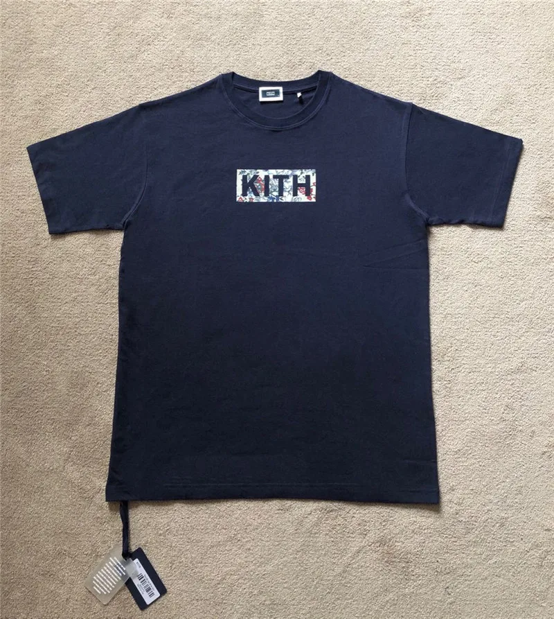 Kith Box Мужская и Женская Классическая футболка с цветочным принтом летняя