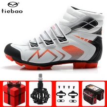 TIEBAO, зимняя велосипедная обувь, педаль SPD, набор, мужская, Ультралегкая, профессиональная, самоблокирующаяся, горный велосипед, MTB, велосипед, Триатлон, гоночная обувь