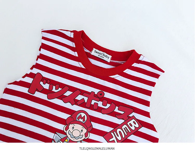 Лето, стиль, популярный бренд, детская одежда для мужчин и женщин, детский жилет без рукавов с рисунком Марио