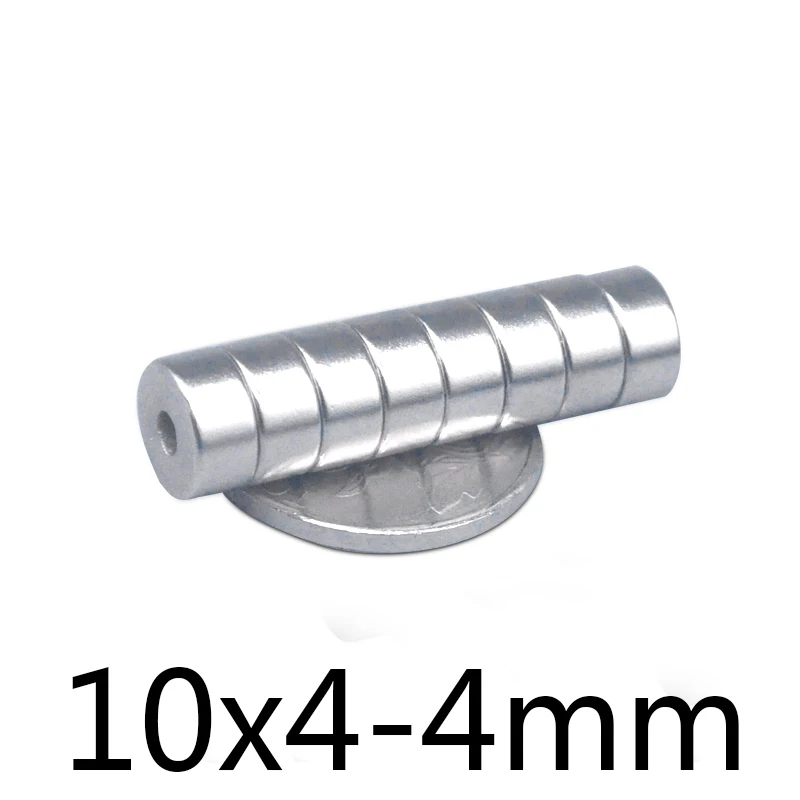 30/50/100 шт. 10*4-4 мм Постоянные сильные магниты NdFeB 10x4 отверстие 4 Круглый потайной