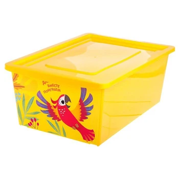 

Universal box for storage with a lid, volume 30 l, yellow