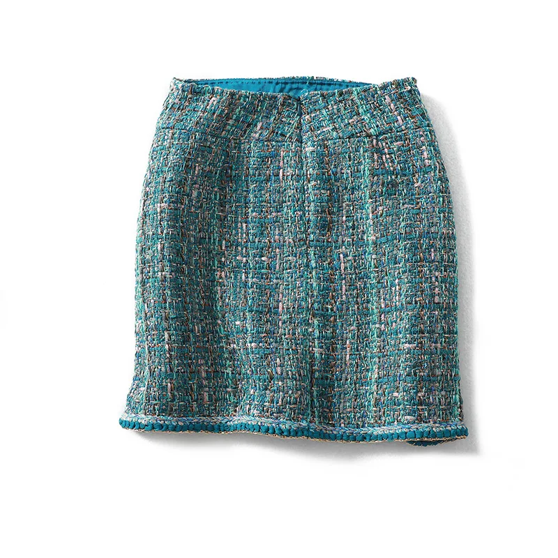 Skirt Осенне-зимние дизайнерские европейские шикарные тонкие твидовые комплекты в английском стиле, твидовая куртка, обтягивающие прямые юбки, однотонные качественные костюмы - Цвет: Skirt
