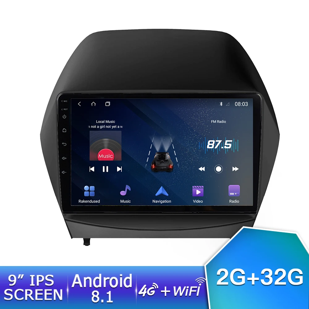 Ekiy " ips Android 9,0 не 2 Din Автомобильный мультимедийный плеер авторадио стерео для hyundai IX35 2010- gps навигация MP3 MP4 MP5 - Цвет: 9inch 2G 32G with4G