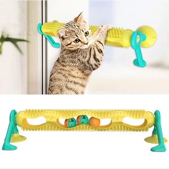 

Pet Cat Toy Wall Mounted Chewing Toys Rolling Balls Catnip Lighting Ball Kitten Massage Toy Orbit Ball Toy Turntable Pet Supply