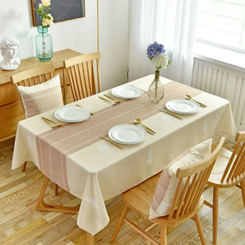 

Cotton and linen tablecloth waterproof and oil-proof tassel tablecloth rectangular household waterproof coffee table tablecloth