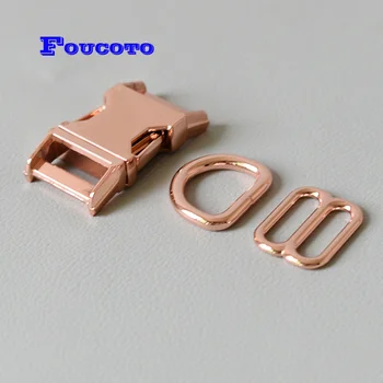 

100 sets/lot D rings metal release belt buckle tri-glides 20mm webbing backpack belt bag dog collar harness DIY dog accessories