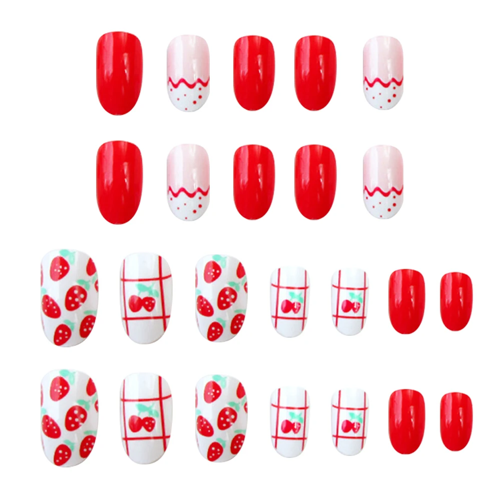 Новые 24 шт 3D Поддельные ногти сетка Красная Клубника готовые профессиональные продукты для ногтей Аксессуары для дизайна ногтей косметический инструмент для ногтей девушка
