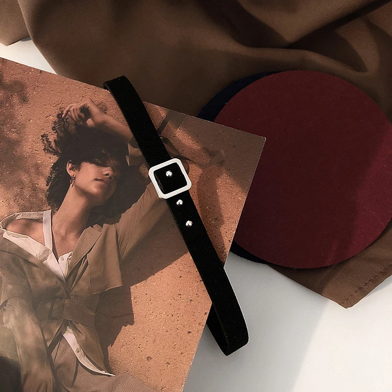 Классическое простое черное кожаное ожерелье чокер для женщин милые массивные