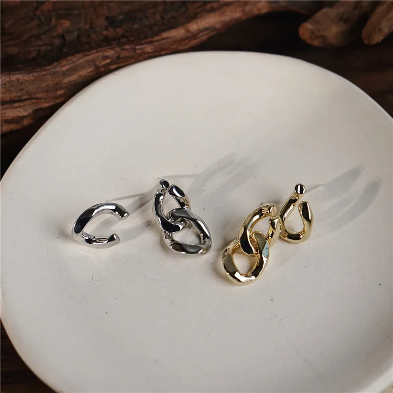 AOMU/1 пара модных асимметричных сережек на металлической цепочке в стиле панк, золотого и серебряного цветов, серьги-капли, ювелирные изделия для женщин и девушек, подарки