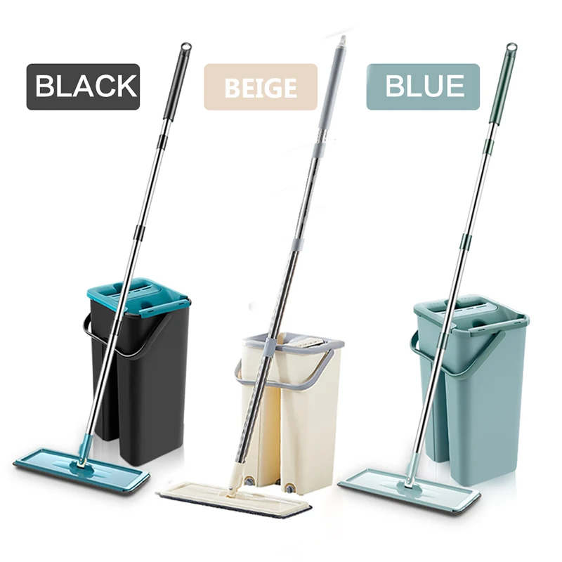 Hands Free Mop with Bucket 360 Rotating Flat Mop Home Kitchen Floor Mop