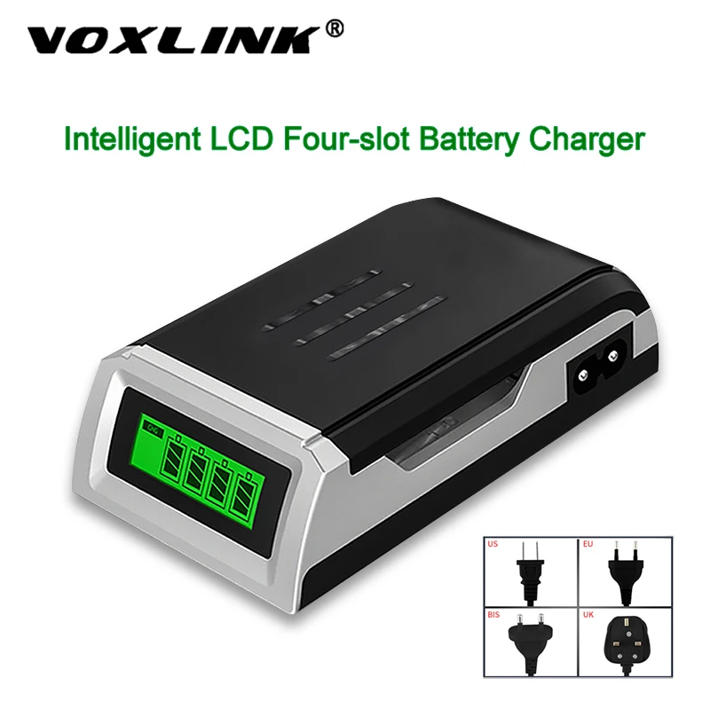 VOXLINK зарядное устройство LCD-002 светодиодный бытовой дисплей с 4 слотами Умный интеллектуальный для AA/AAA NiCd NiMh аккумуляторные батареи