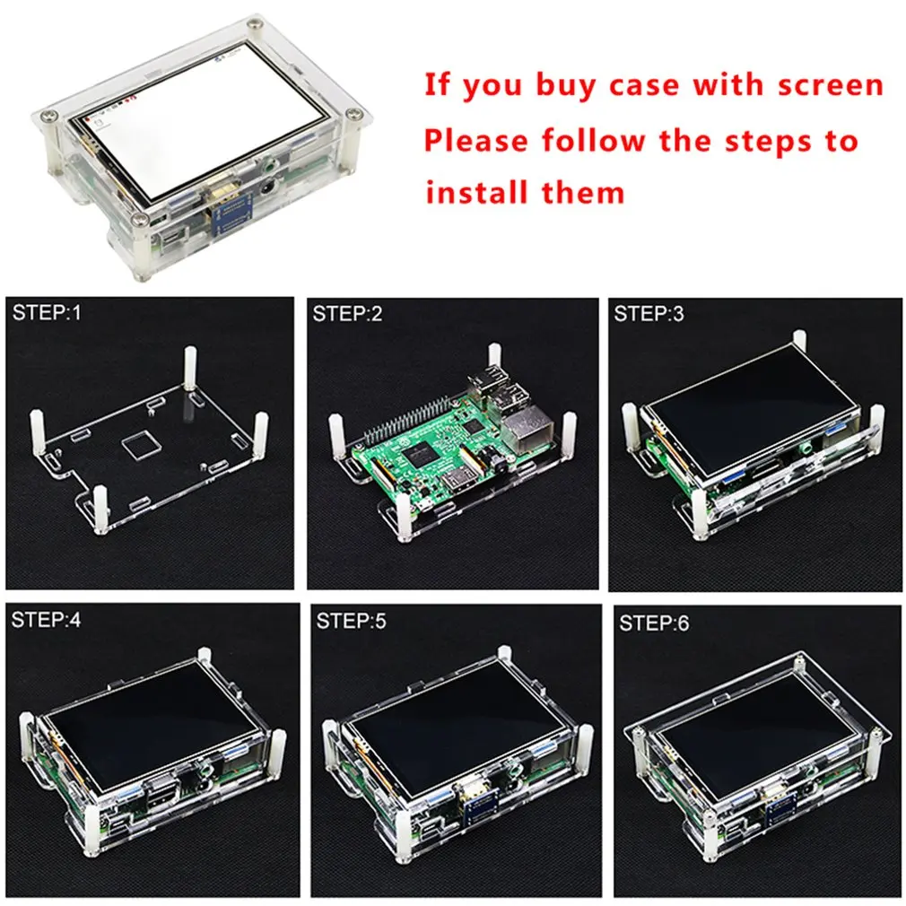 Для Raspberry Pi 4 Модель B акриловый чехол прозрачный корпус для 3,5 дюймов HDMI сенсорный экран корпус дисплея