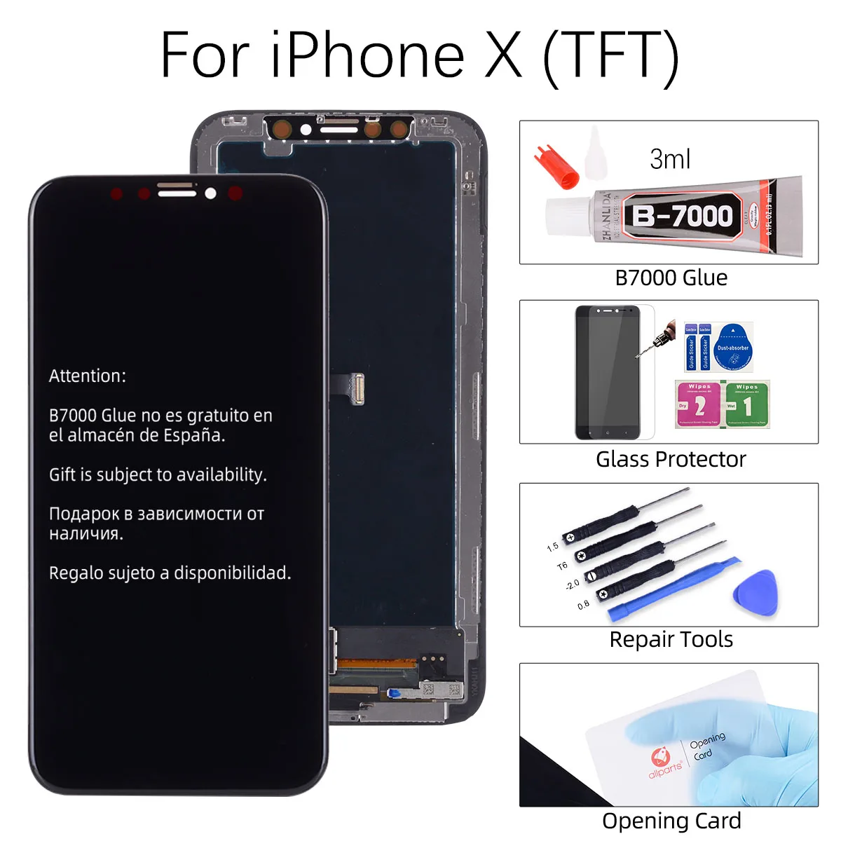 Дисплей для iPhone X в сборе с тачскрином на рамке черный - Цвет: Tianma (TFT) Black