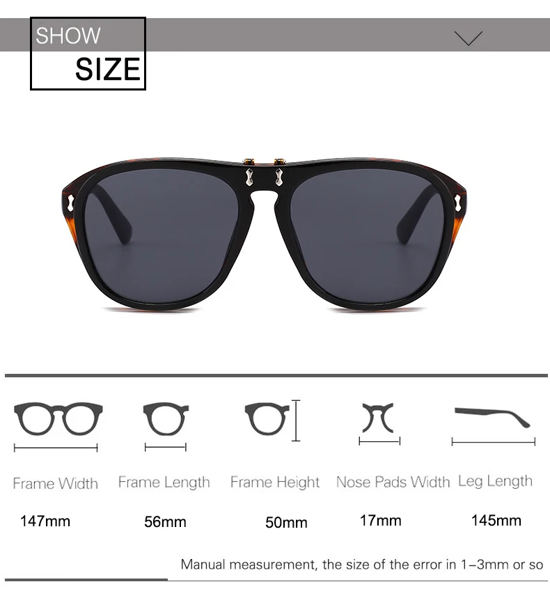 OEC CPO Oversized Square Sunglasses Women Personality Flip Up Grey Sunglasses Men Double Unisex Goggles Eyeglasses UV400 O215