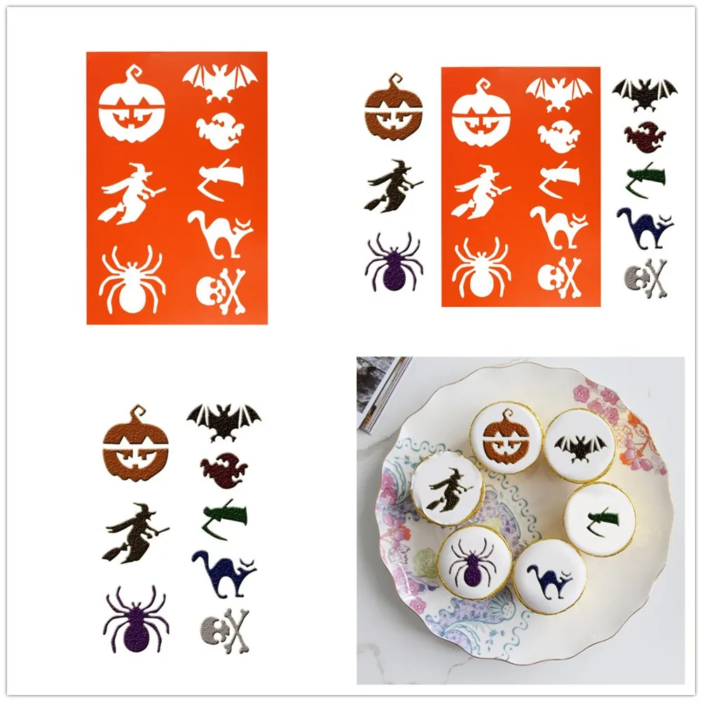 

1 PC DIY Halloween cake mold Cake Coffee Stencils Spray Mold Decorating Print Modeling cake decorating tools moule gateau