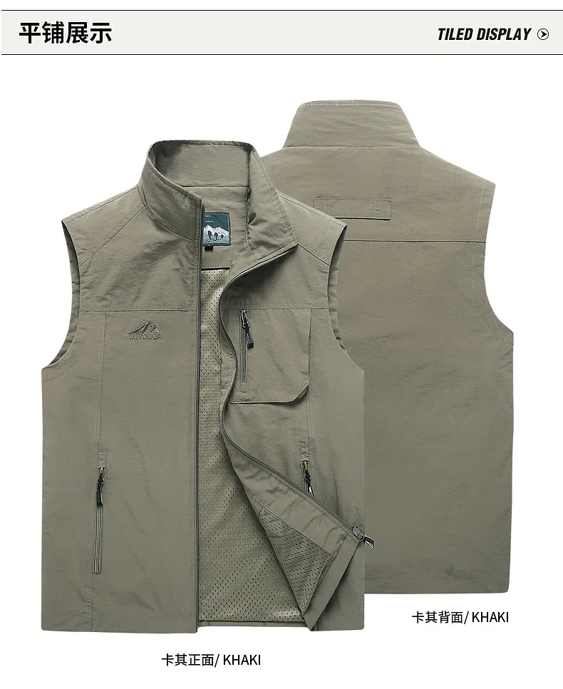 Spring And Autumn Middle-aged Vest Men's Multi-pockets Waistcoat Men Workwear Waistcoat Outer Wear