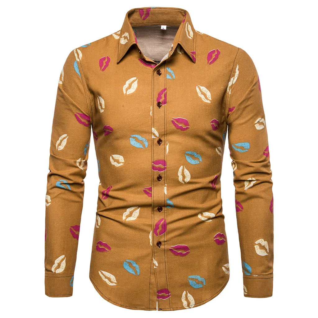 Повседневные Большие размеры повседневные мужские рубашки Lucky Cat напечатаны с длинными рукавами Мягкое хлопковое полотно Chemise Homme Новые забавные Гавайские рубашки