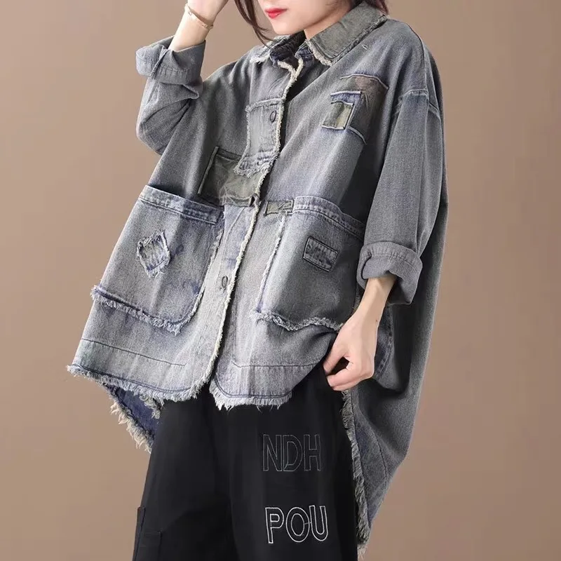 

2019 Vintage Loose Denim Jacket for woen jeans jacket women plus size Female Autumn jacket women denim jacket A888-Z40