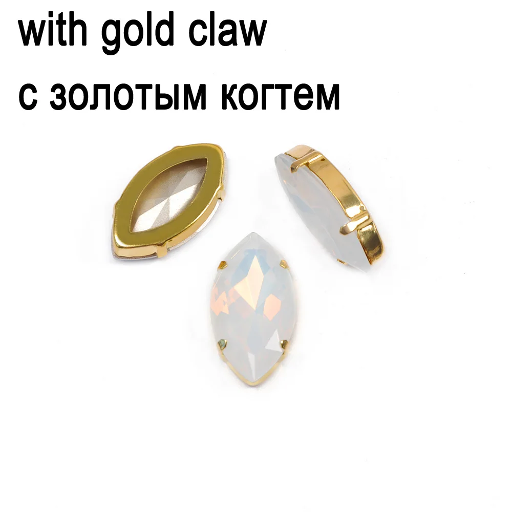 With Gold Setting CTPA3bI белый опал цвет высокое качество стекло стразы pointback пришить стразы с когтями DIY одежда свадебное платье аксессуары - Цвет: With Gold Setting