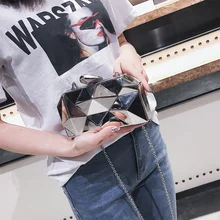 Модные шестигранные женские сумки из металла высокого качества Роскошные клатчи геометрические мини вечерние сумки-тоут Серебряная вечерняя сумка золотая Сумочка Кошелек